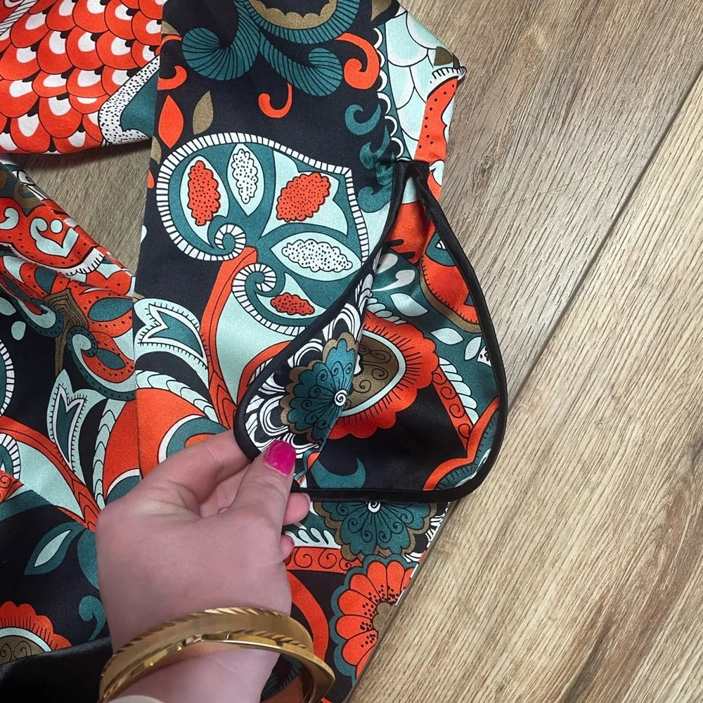 JS Collections 100% silk vintage paisley kimono Style button down jacket - Picture 7 of 14